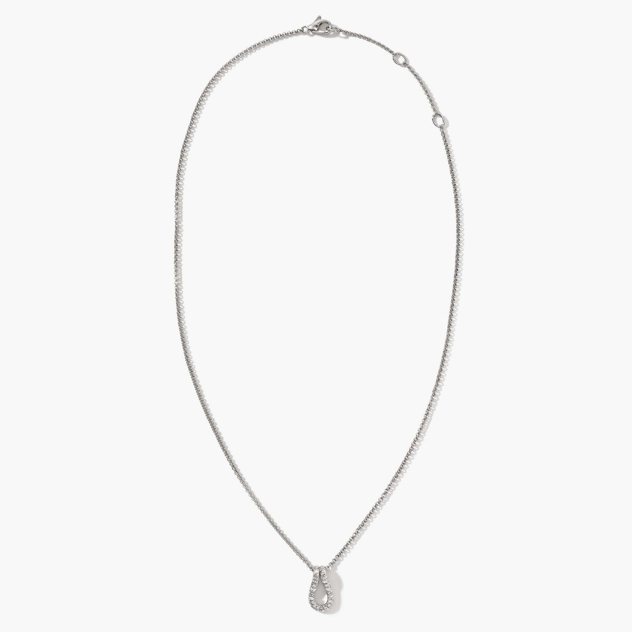 John Hardy Surf Silver Diamond Pave Link Pendant on Rolo Chain Necklace