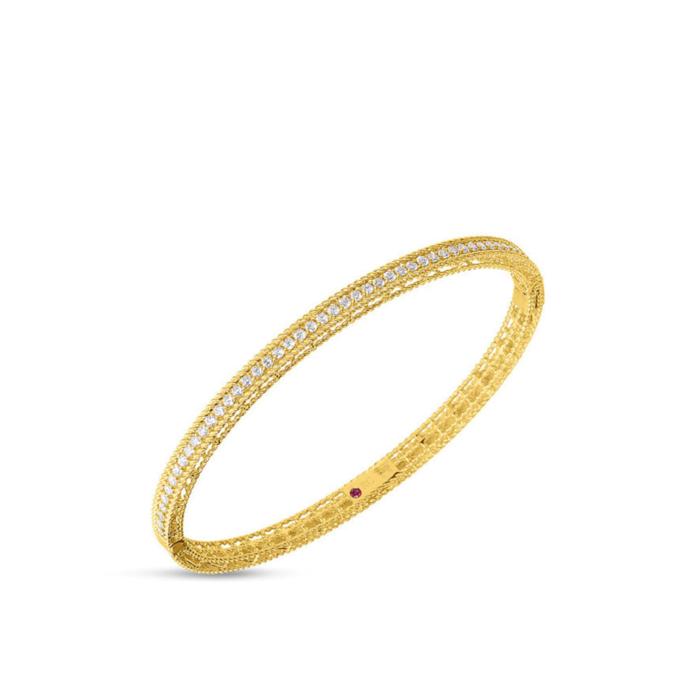 Roberto Coin Symphony Princess Yellow Gold Diamond Bangle Bracelet