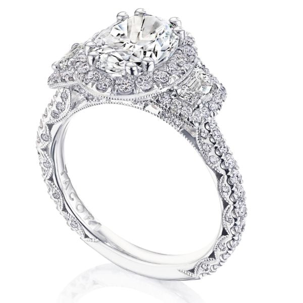 Tacori RoyalT Emerald Cut Triple Bloom with Cadillac-Cut Side Stones