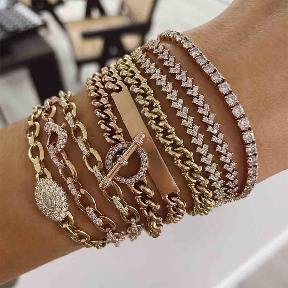 Carbon & Hyde Diamond ID Bracelet in Rose Gold