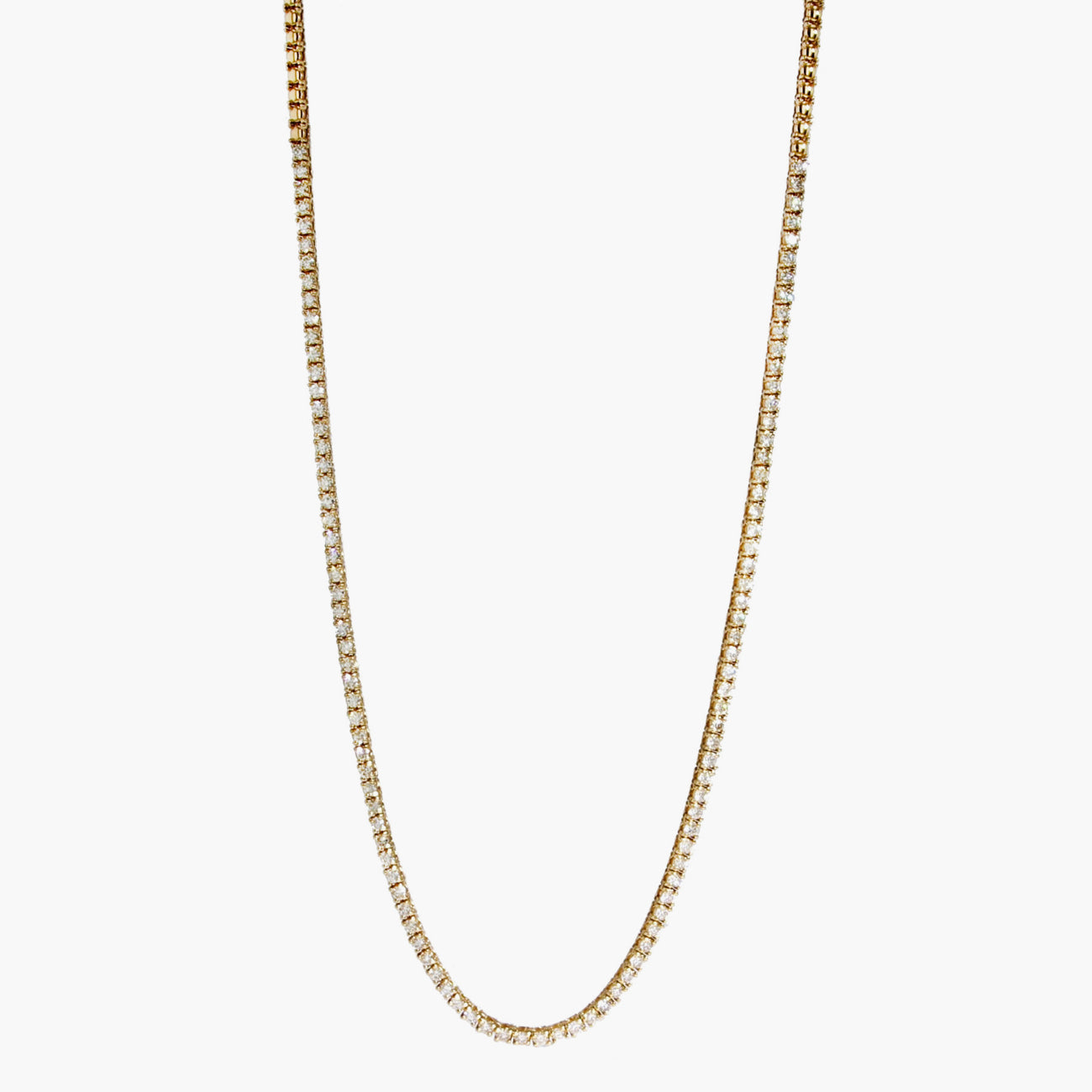 3 Carat Halfway Diamond Tennis Necklace in Yellow Gold