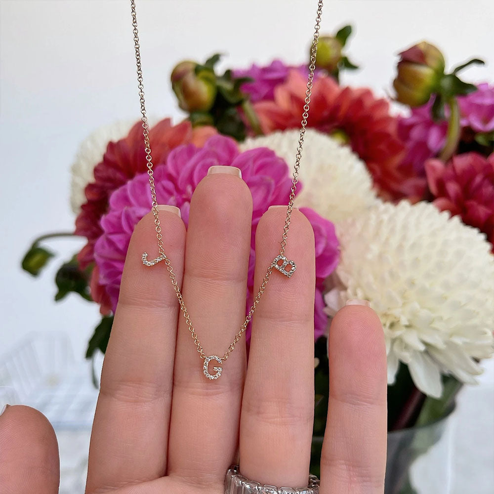 EF Collection Three Diamond Initial Station Necklace