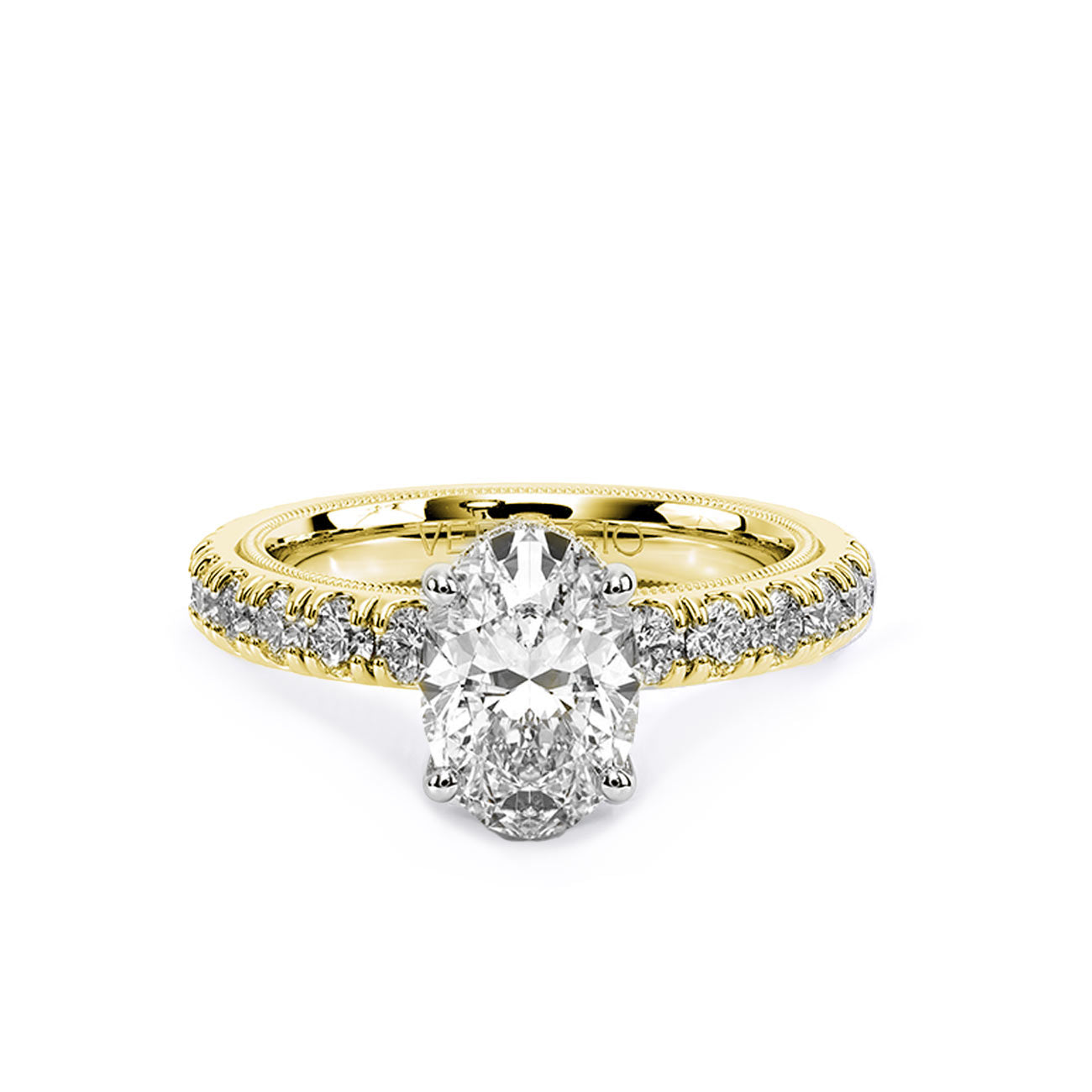 Verragio Tradition Two Tone Round Hidden Halo Pave Engagement Ring Setting