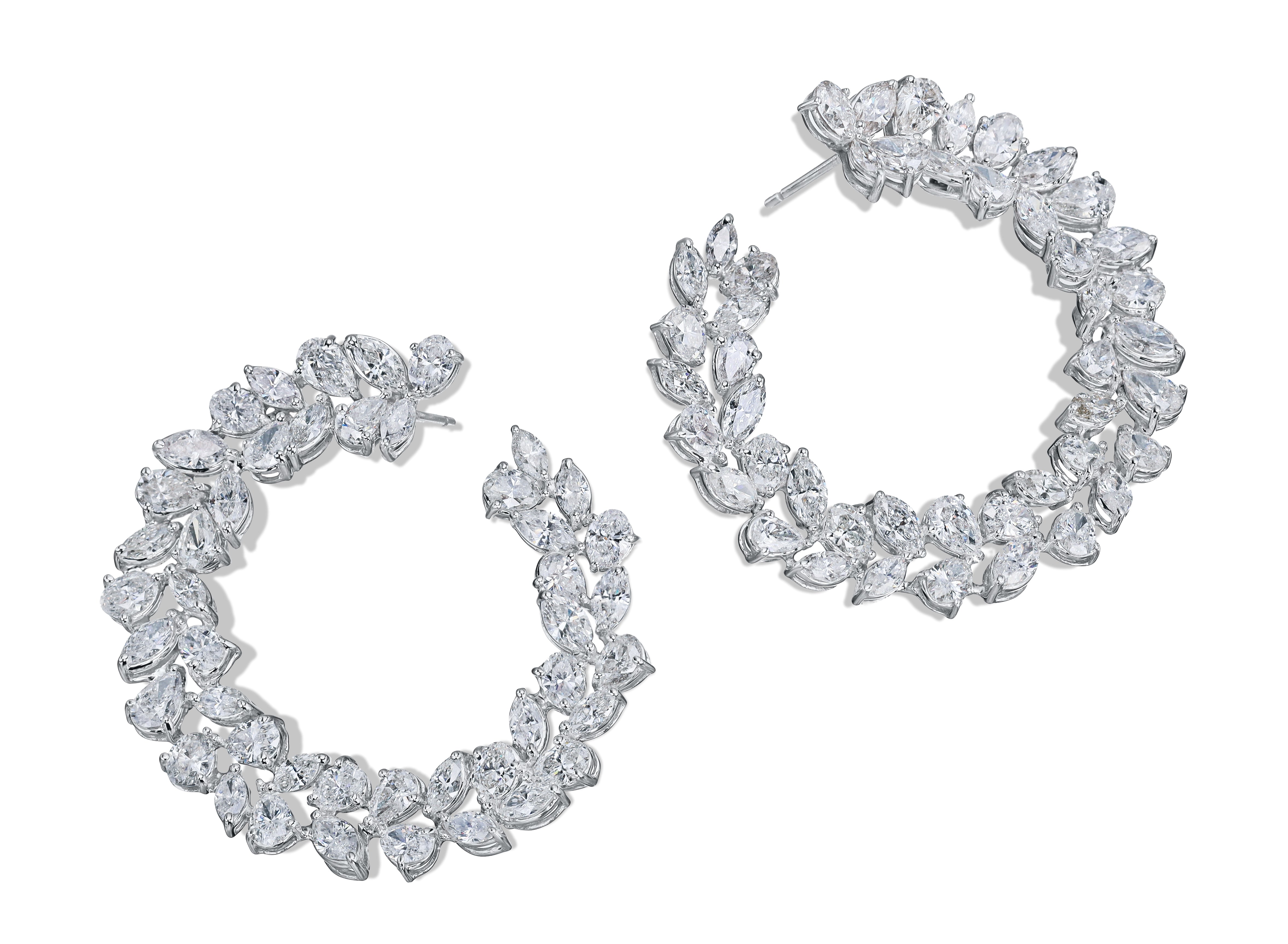 12.90ctw Fancy Shape Diamond Hoop Earrings