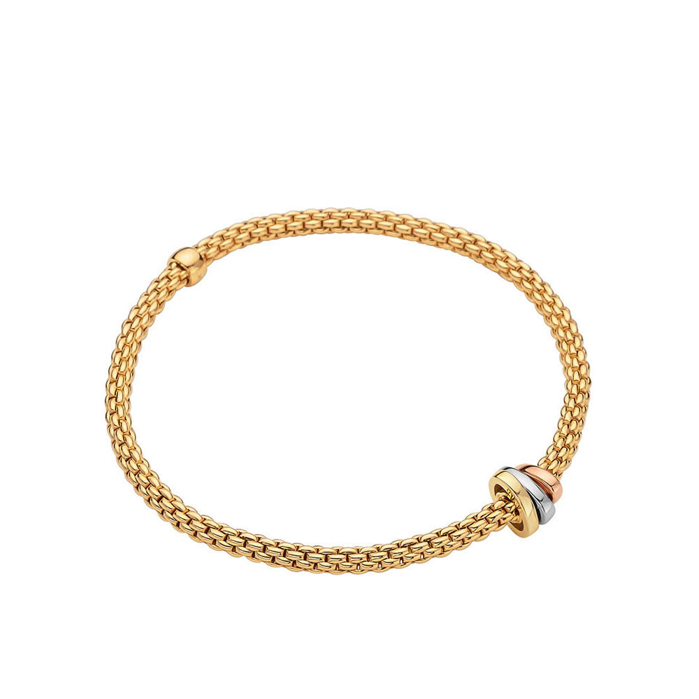 Fope Flex It Prima Yellow Gold & Tri-Color Rondel Bracelet