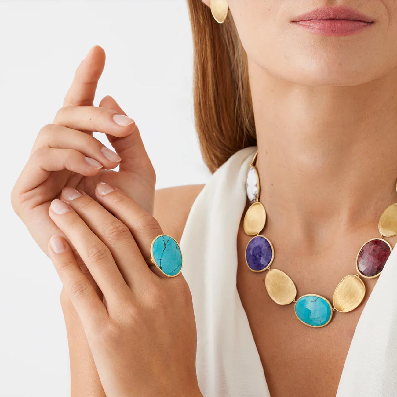 Marco Bicego Lunaria Turquoise Gold Cocktail Ring