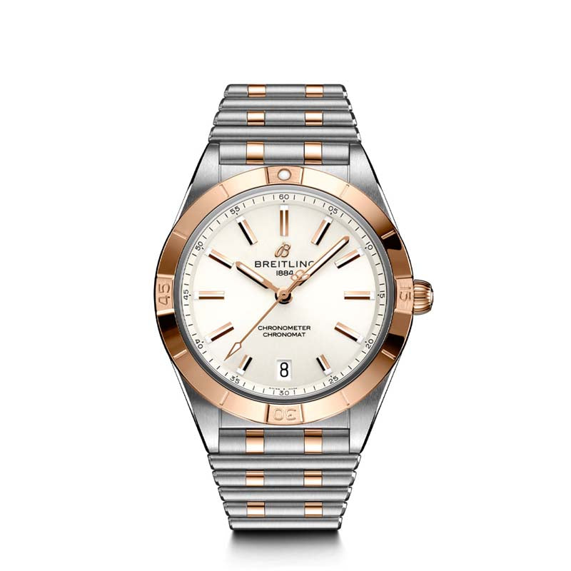 Breitling Chronomat 36 in Steel and Gold With White Dial