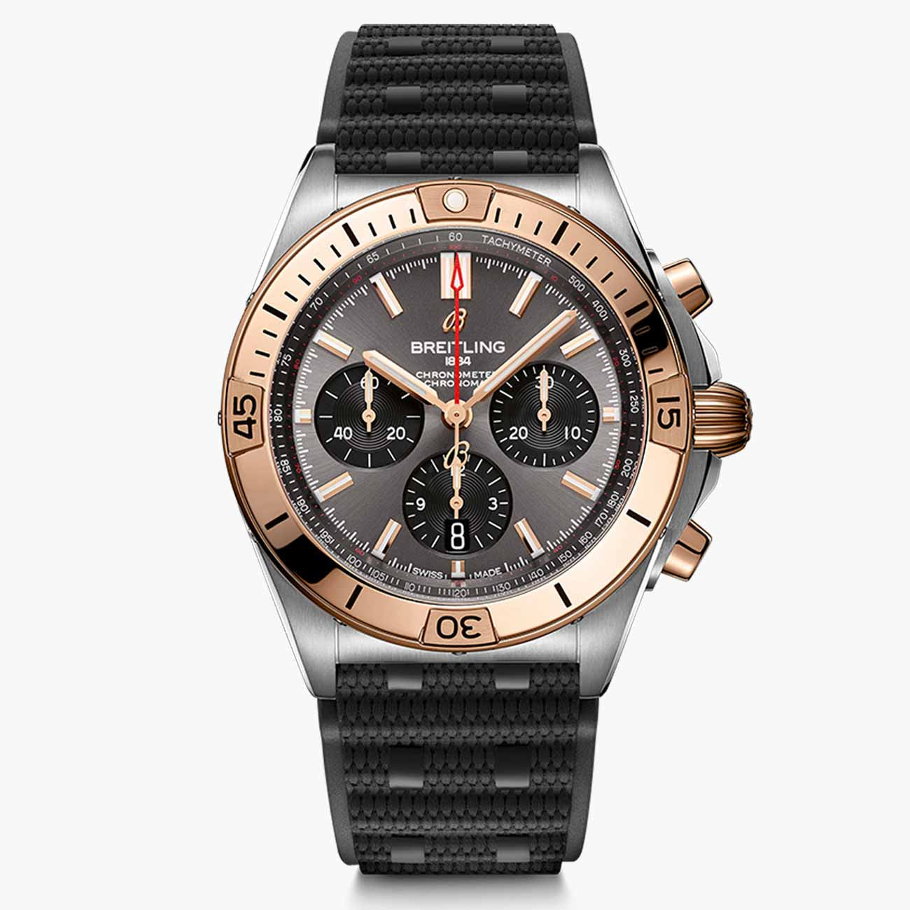 Breitling Chronomat B01 42 Two-Tone Watch Gray Dial with Stainless Steel Rouleaux Bracelet — 42mm