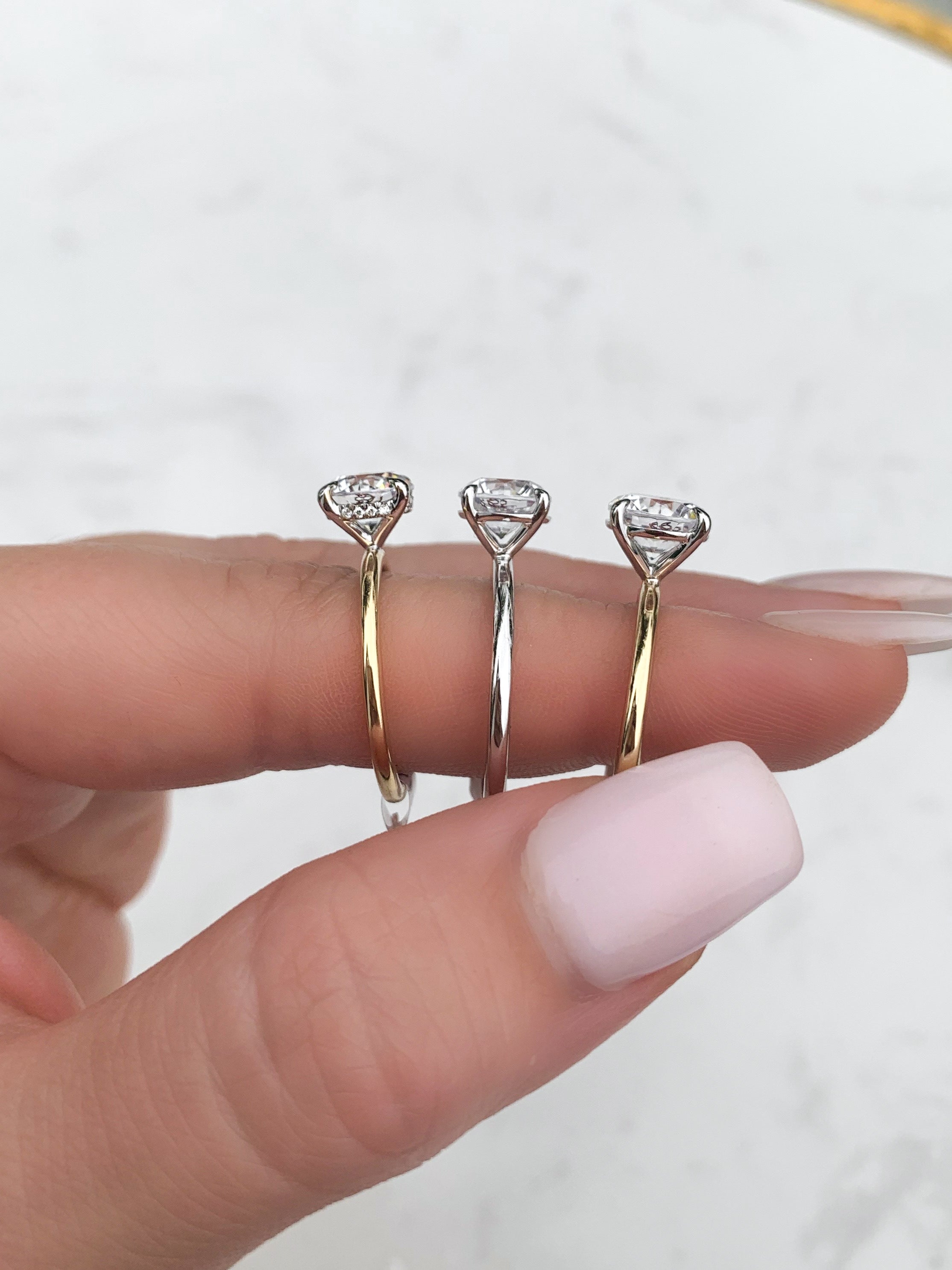 Ultra Thin Large Radiant Hidden Halo Engagement Ring Setting in Yellow Gold