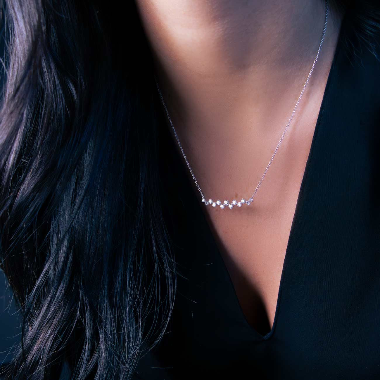 U Bar Alternating Diamond Necklace