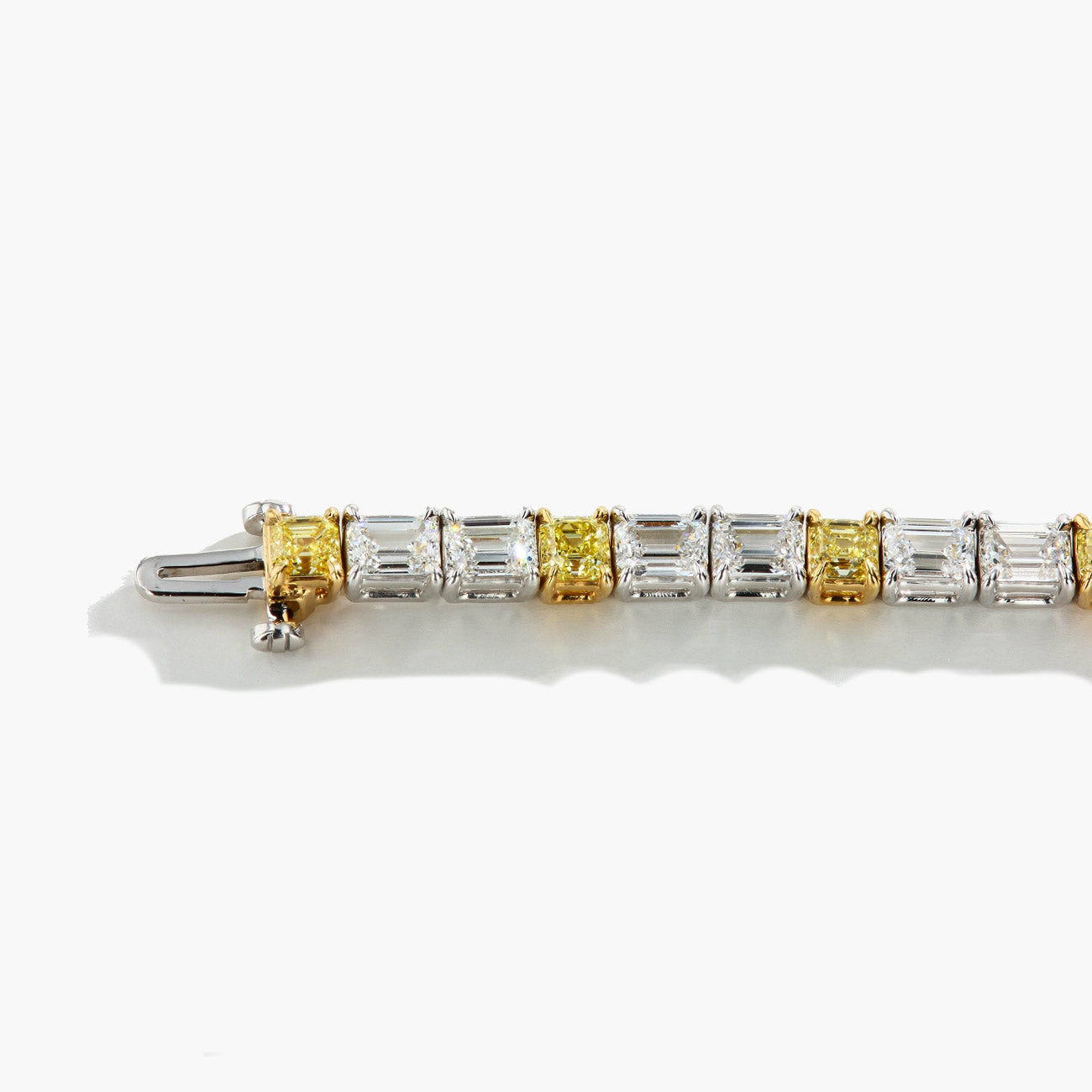 Asscher Yellow Diamond Alternating Mixed Metal Bracelet