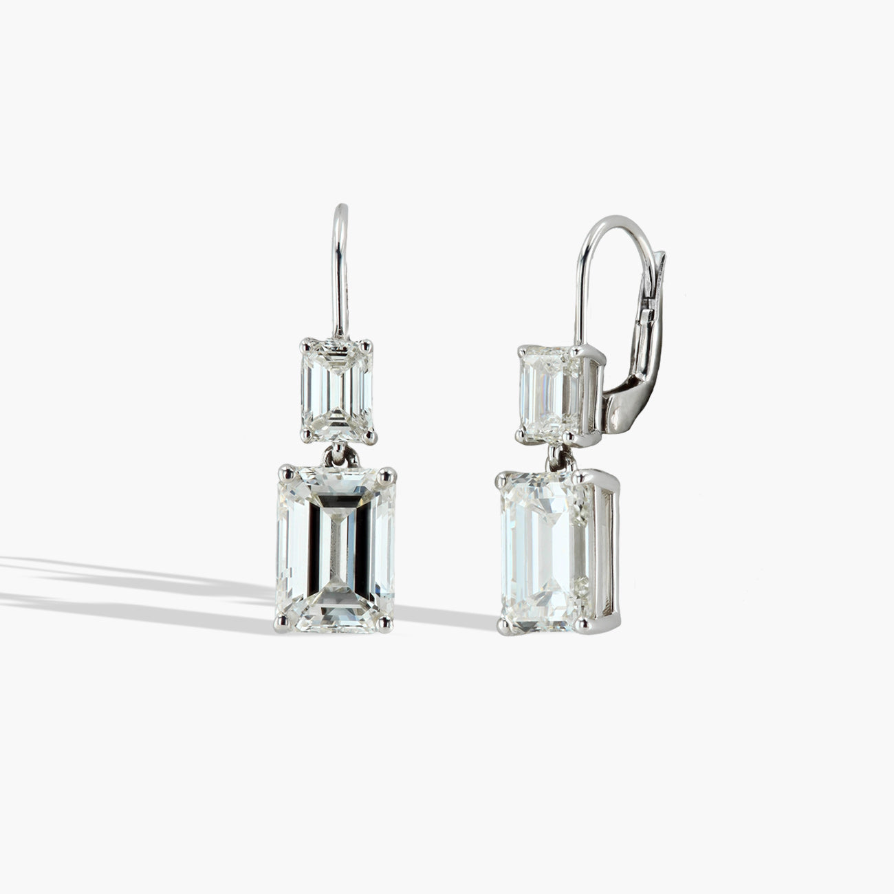 7 Carat Emerald-Cut Diamond Dangle Earrings