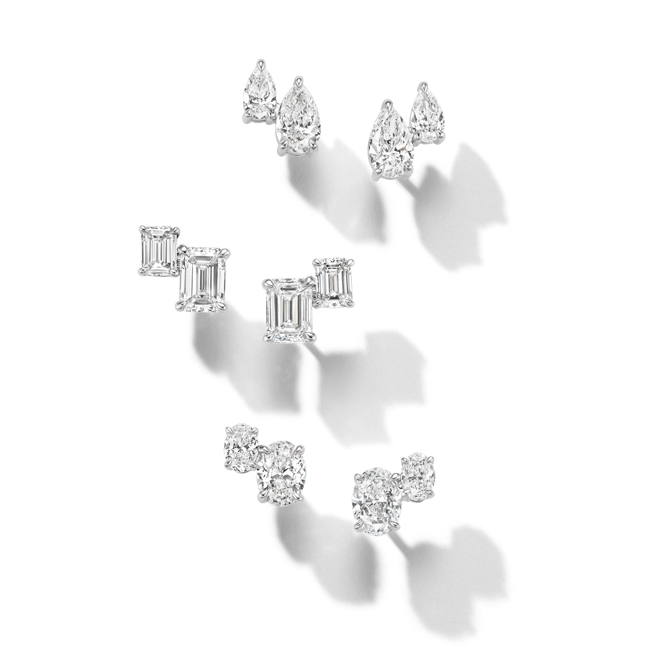 1.43 Carat Pear Double Diamond Stud Earrings