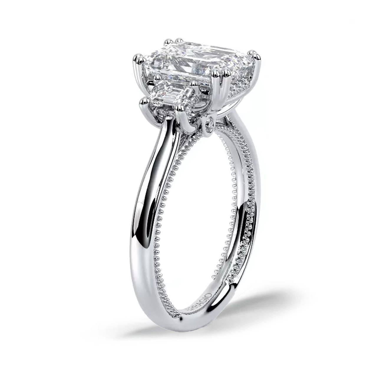Verragio Renaissance Emerald Cut Three-Stone Engagment Ring Setting