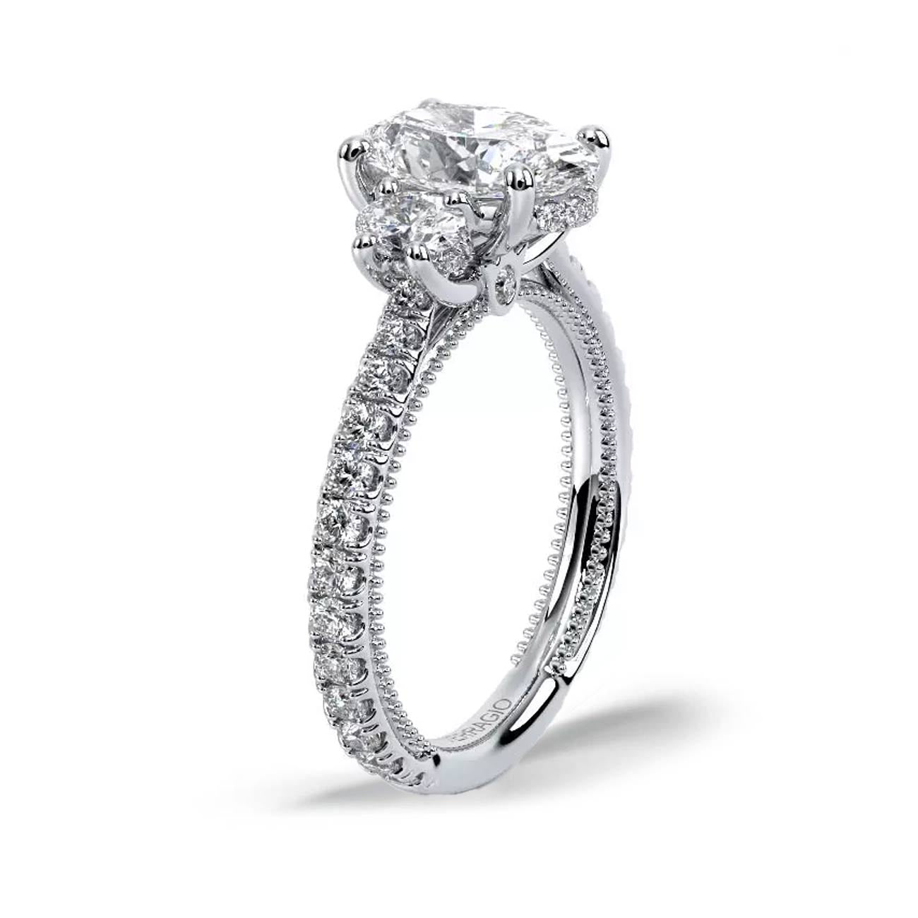 Verragio Renaissance Oval Three-Stone Pave Engagement Ring Setting