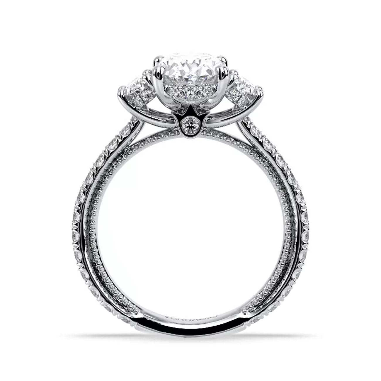Verragio Renaissance Oval Three-Stone Pave Engagement Ring Setting