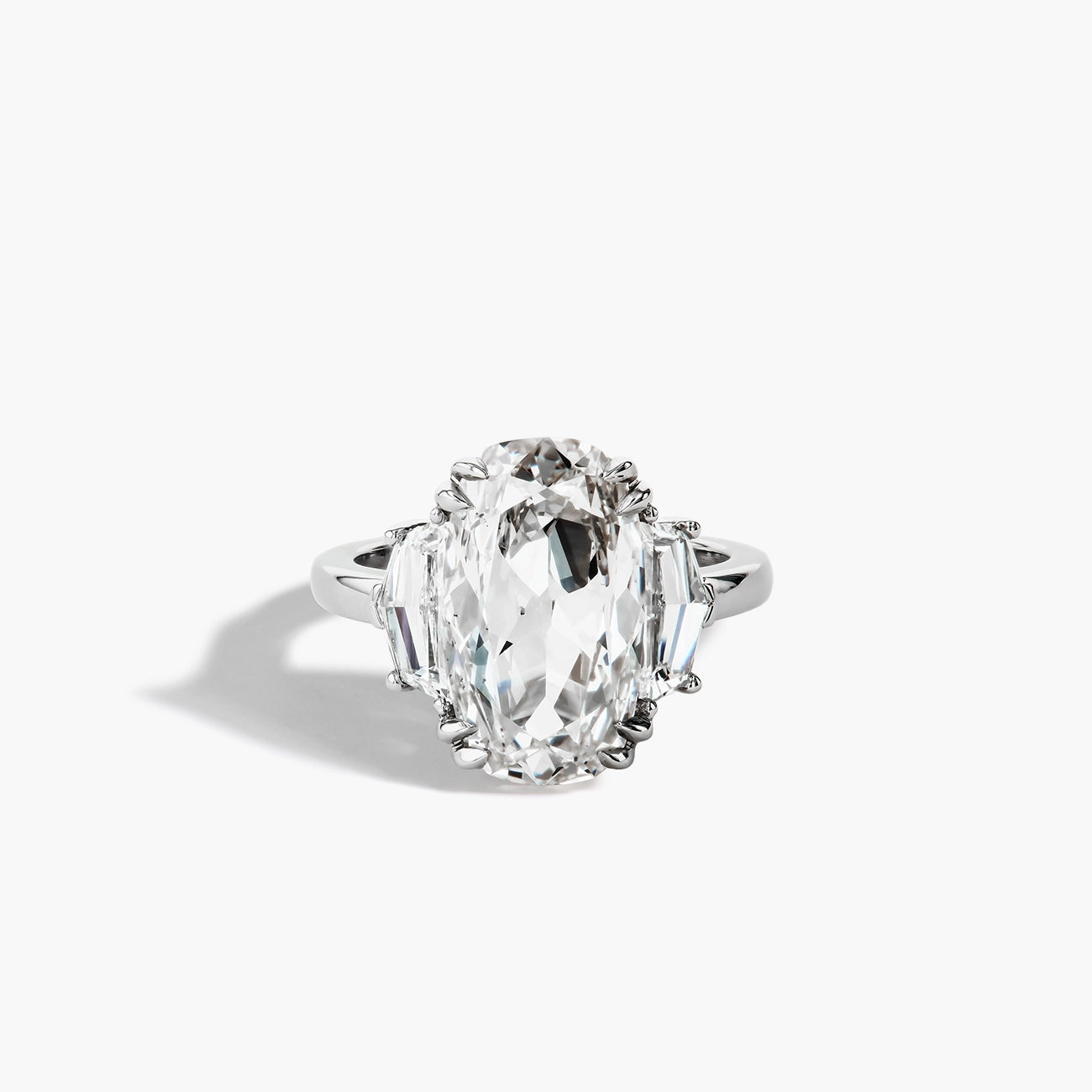 Cushion-Cut Three Stone Engagement Ring Setting