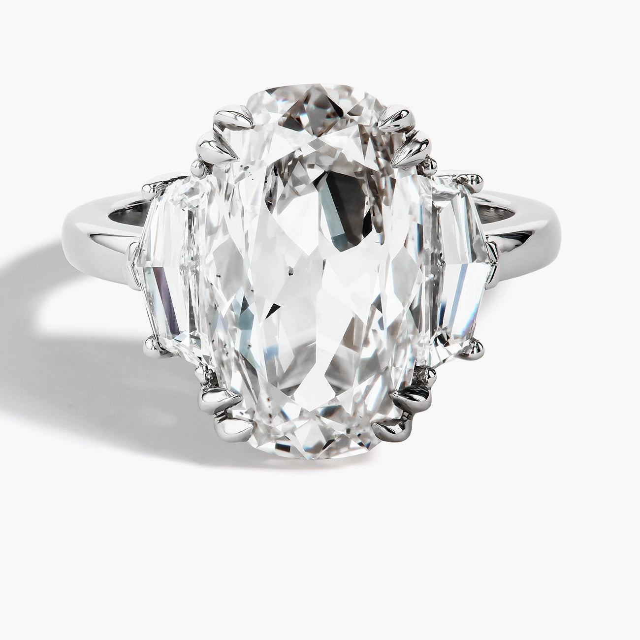 Cushion-Cut Three Stone Engagement Ring Setting