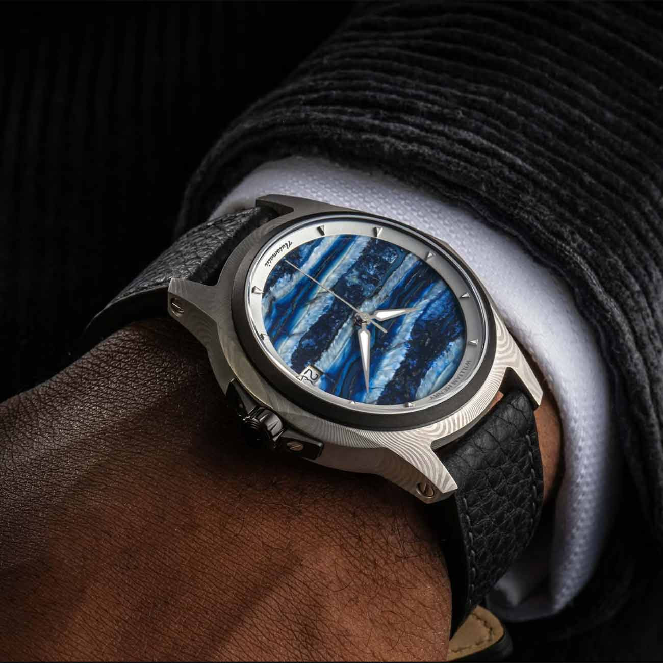 William Henry Legacy Mammoth Blue Damascus Watch - 42mm