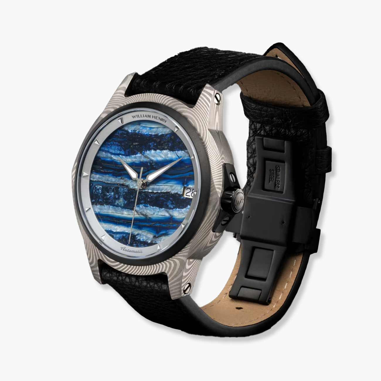 William Henry Legacy Mammoth Blue Damascus Watch - 42mm