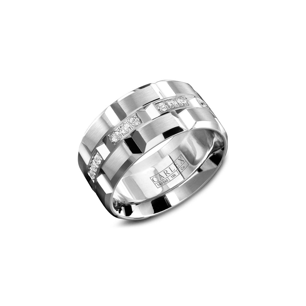 Crown Ring Carlex Wide Diamond Wedding Band - 11mm