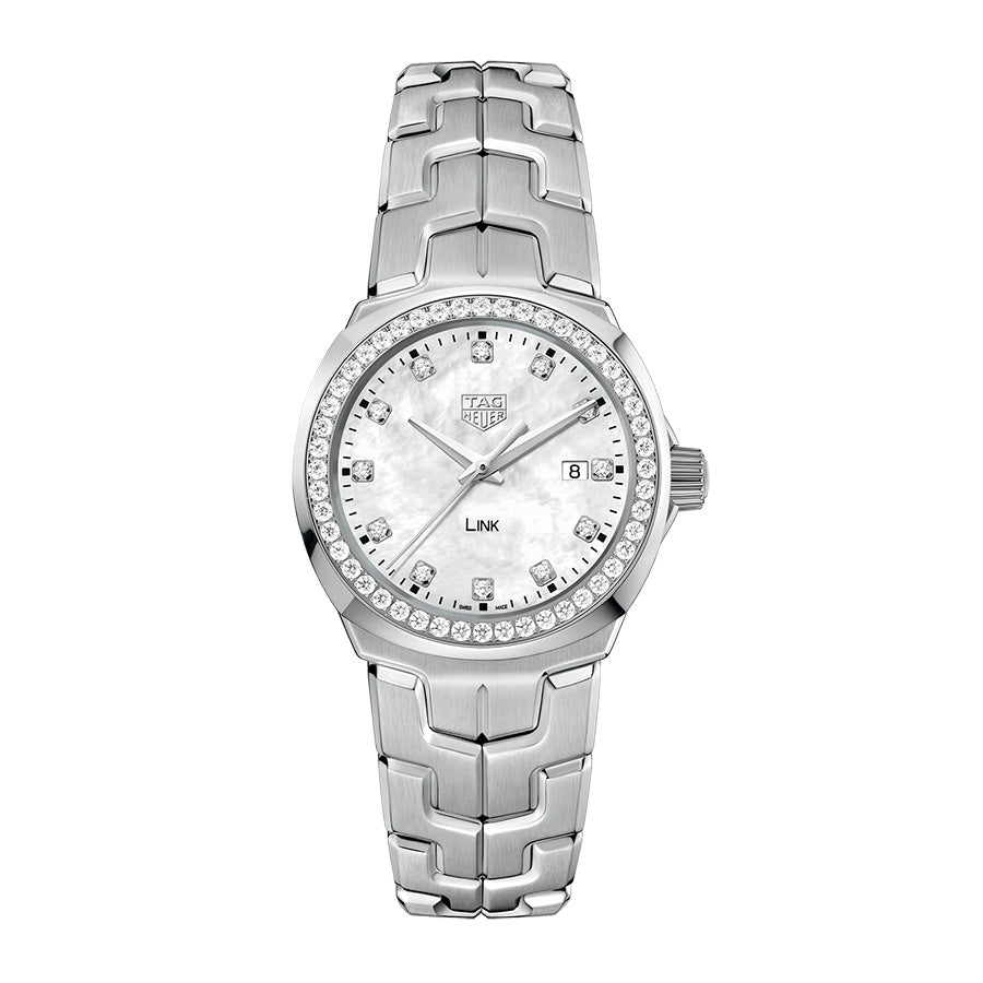 TAG Heuer Link Diamond Bezel & White Mother of Pearl Dial Watch