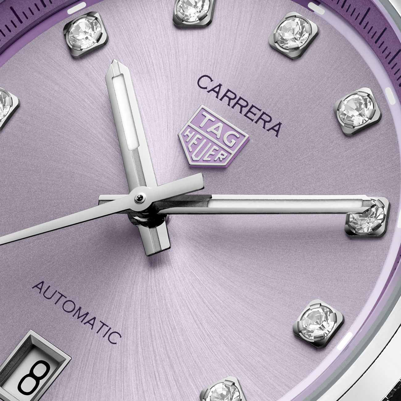 Tag Heuer Carrera Date Watch Lilac Diamond Dial