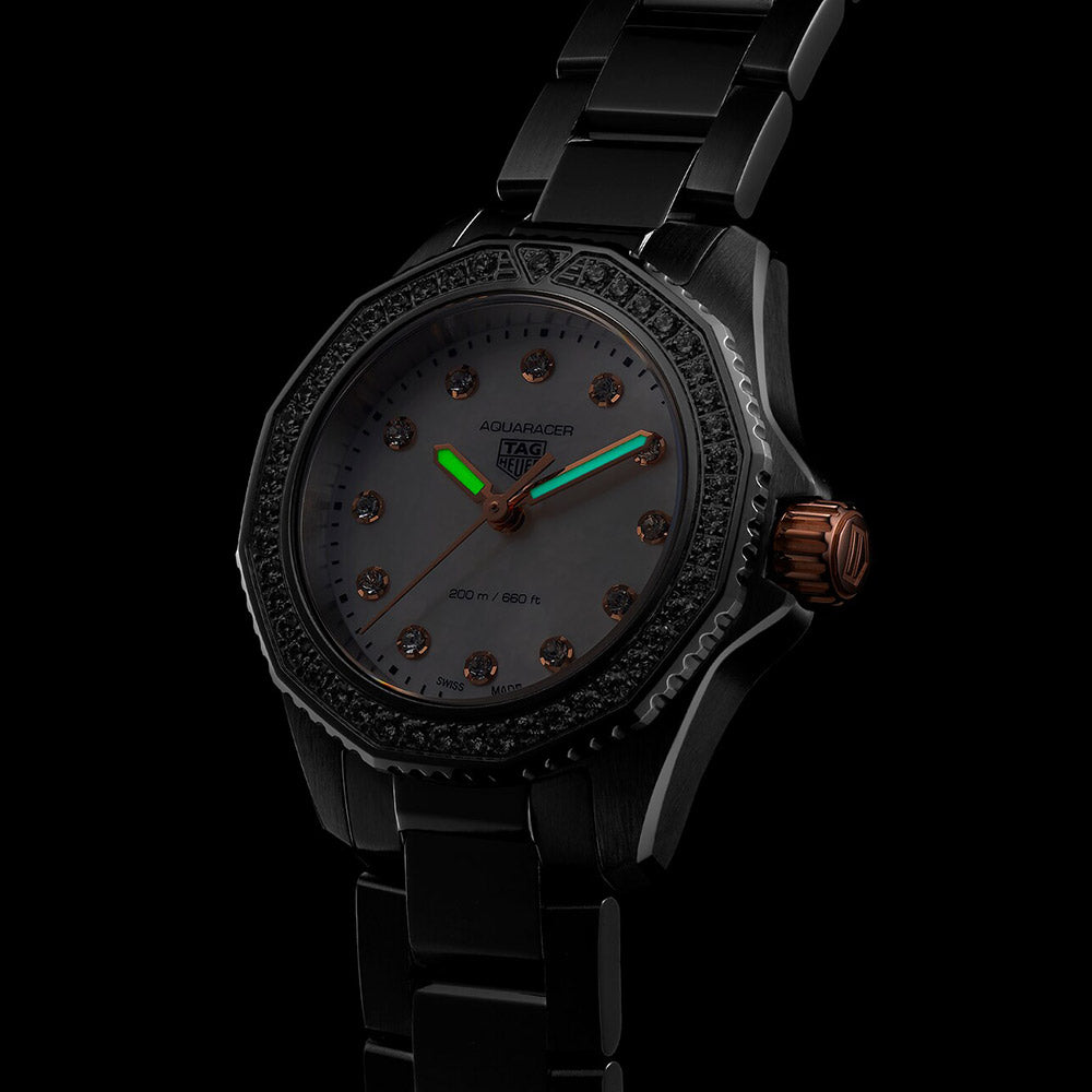 TAG Heuer Ladies Aquaracer Professional 200 Mother of Pearl Diamond Watch in Rose Gold- 30mm