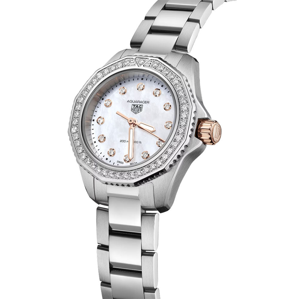 TAG Heuer Ladies Aquaracer Professional 200 Mother of Pearl Diamond Watch in Rose Gold- 30mm