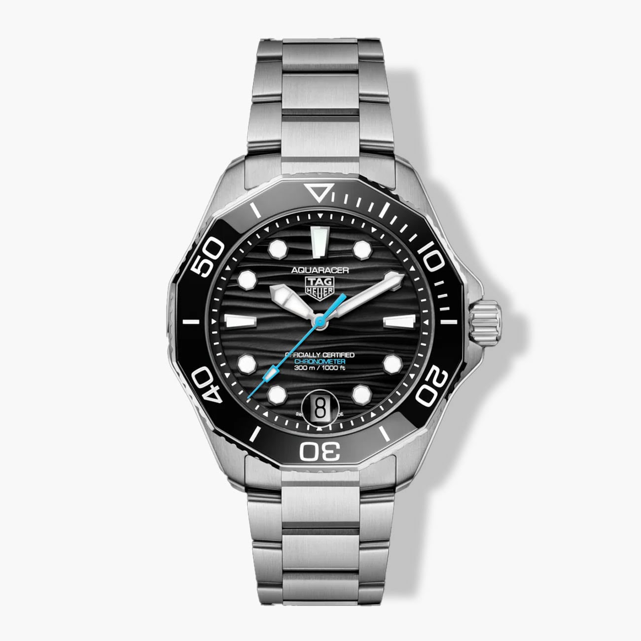 TAG Heuer Aquaracer Professional 300 Date Black Dial Steel Bracelet - 42mm