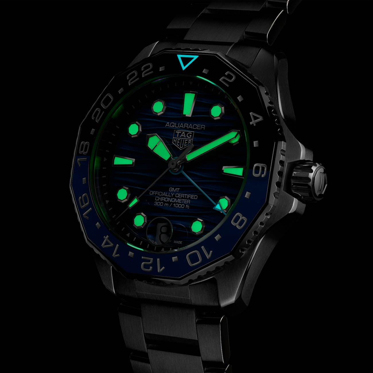 TAG Heuer Aquaracer Professional 300 GMT Blue Dial Steel Bracelet - 42mm