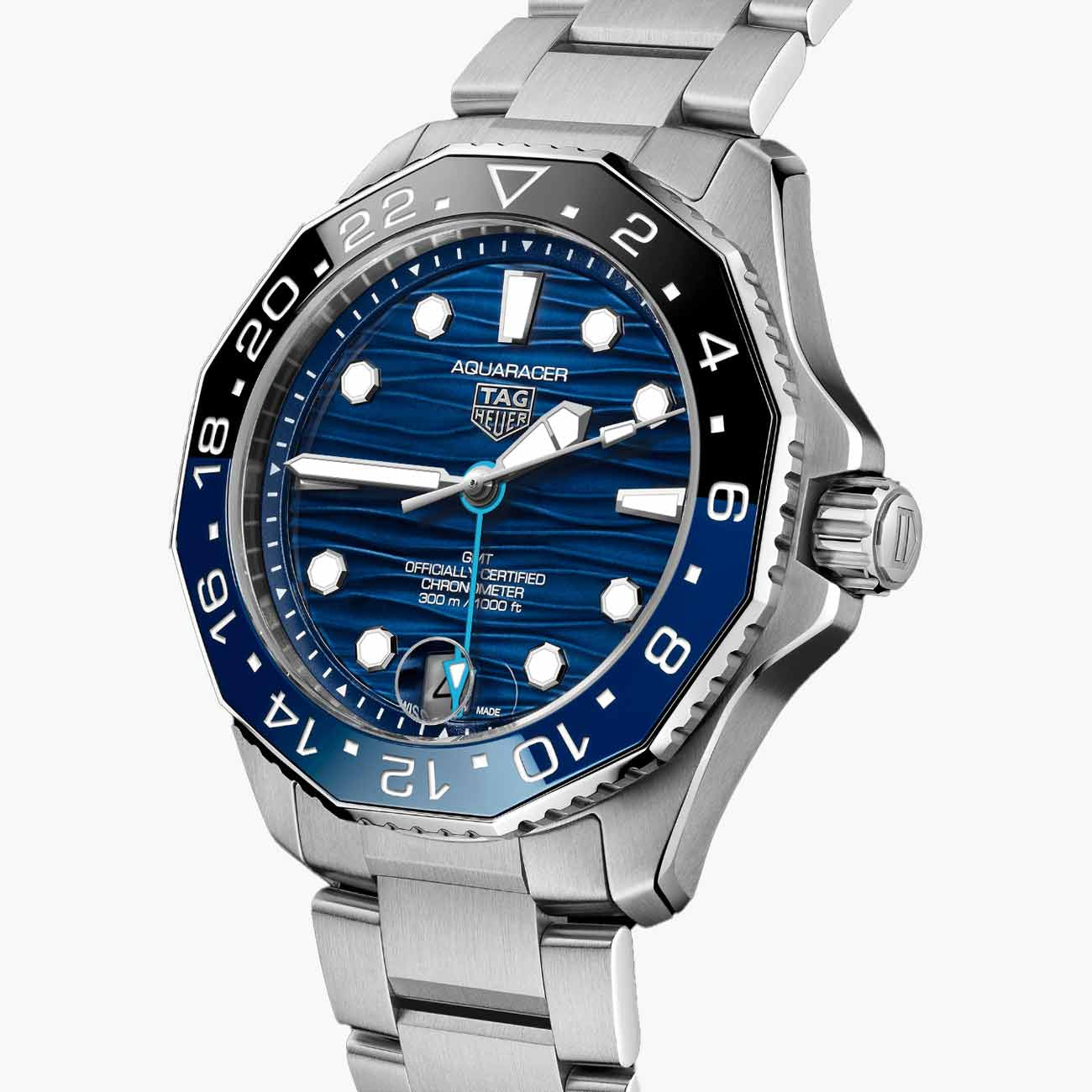 TAG Heuer Aquaracer Professional 300 GMT Blue Dial Steel Bracelet - 42mm