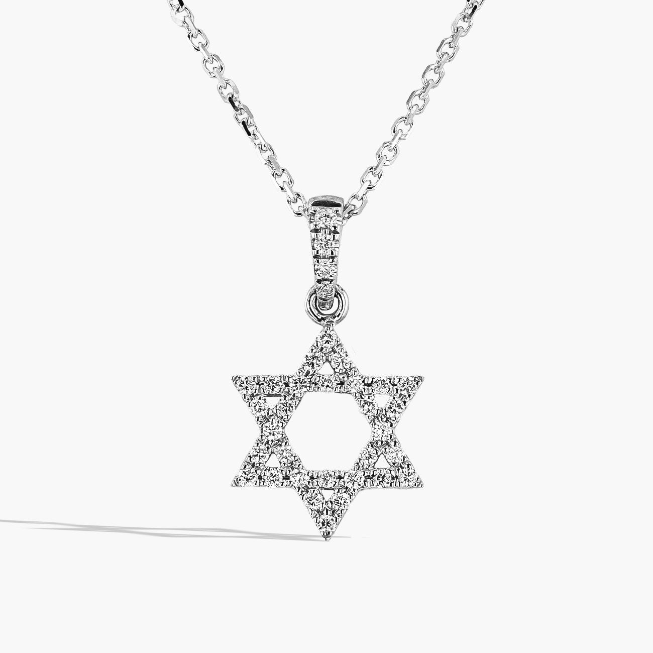 White Gold Diamond Star of David Necklace - 0.18ctw