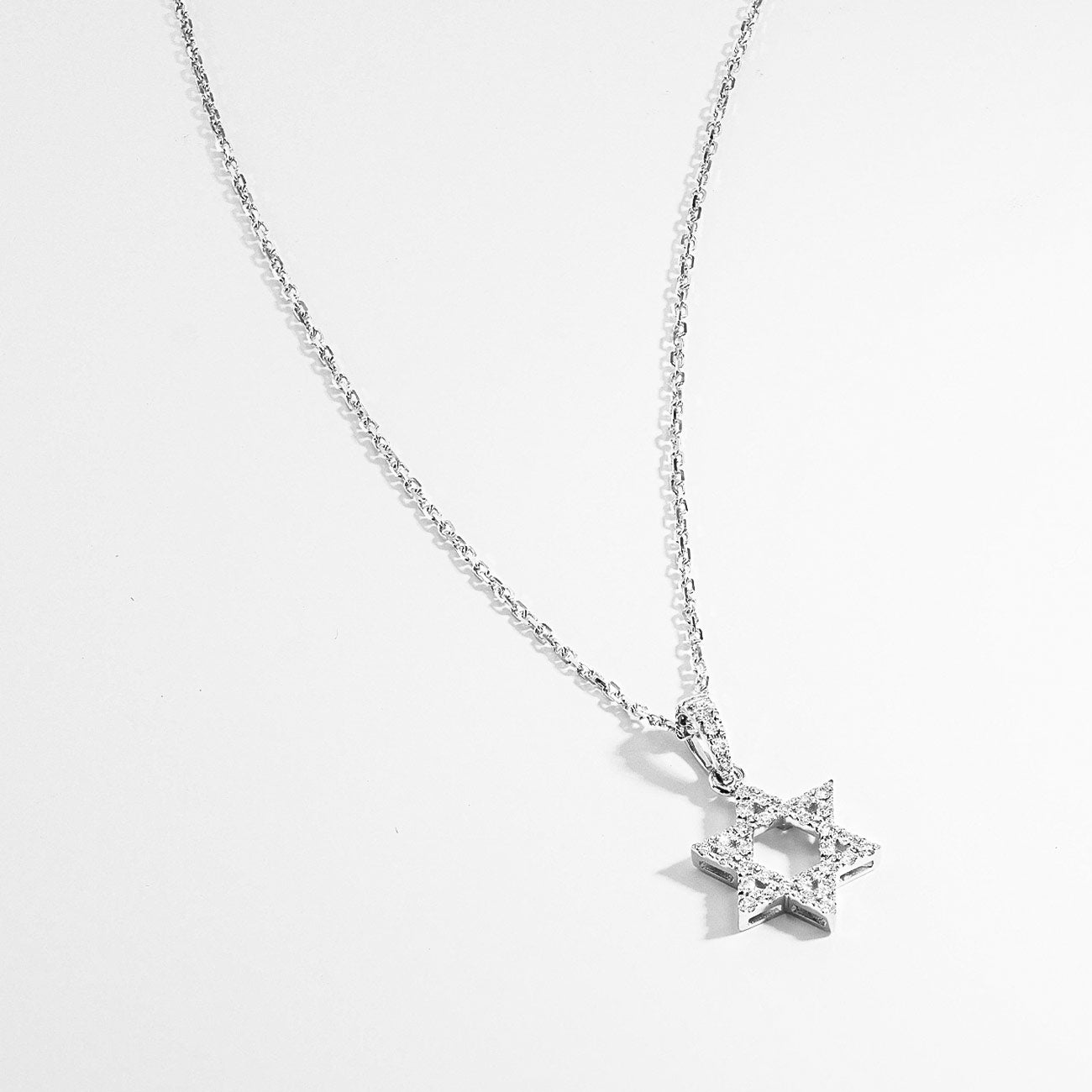 White Gold Diamond Star of David Necklace - 0.18ctw
