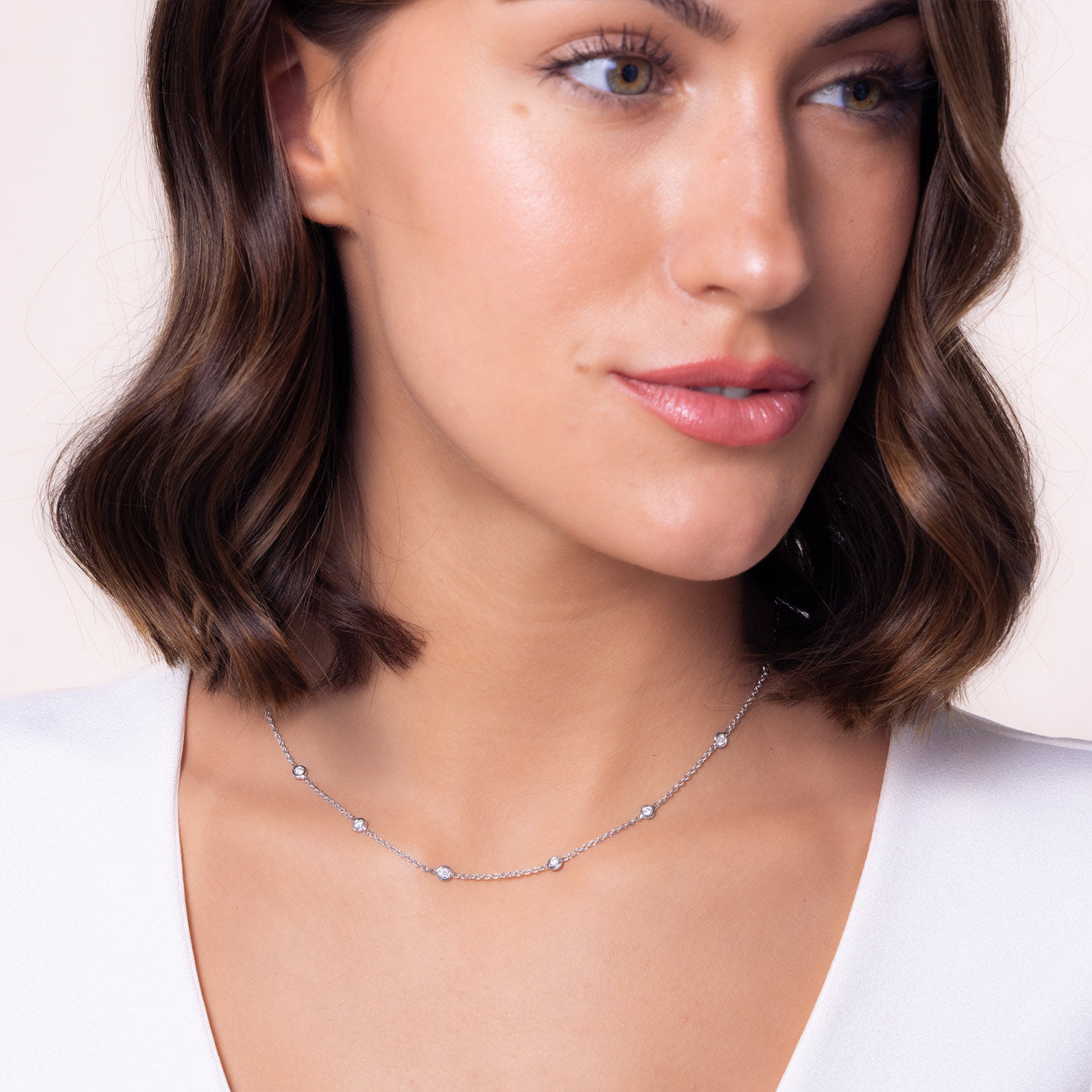 Roberto Coin Diamonds By The Inch White Gold Necklace