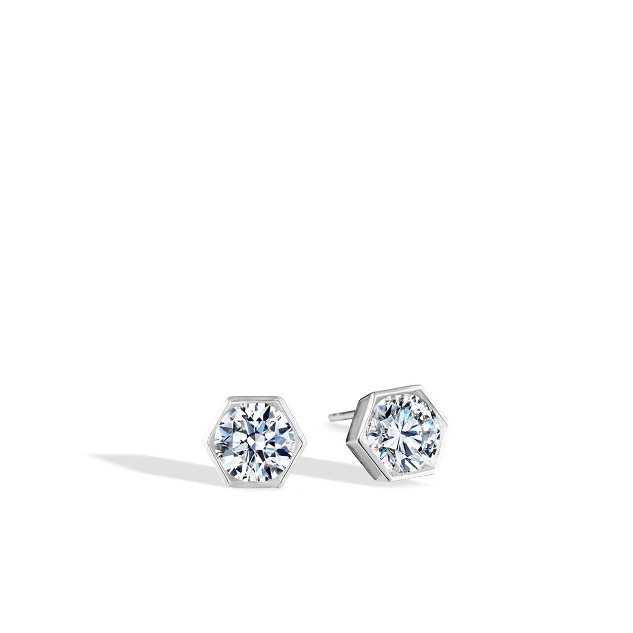 1 Carat Hexagon Bezel Diamond Studs