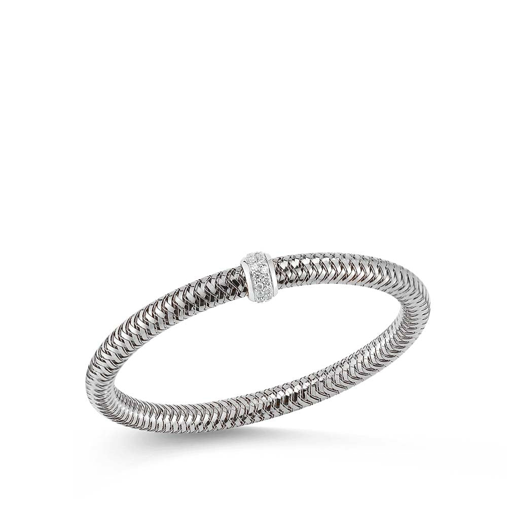 Roberto Coin Primavera White Gold Diamond Station Flex Bracelet