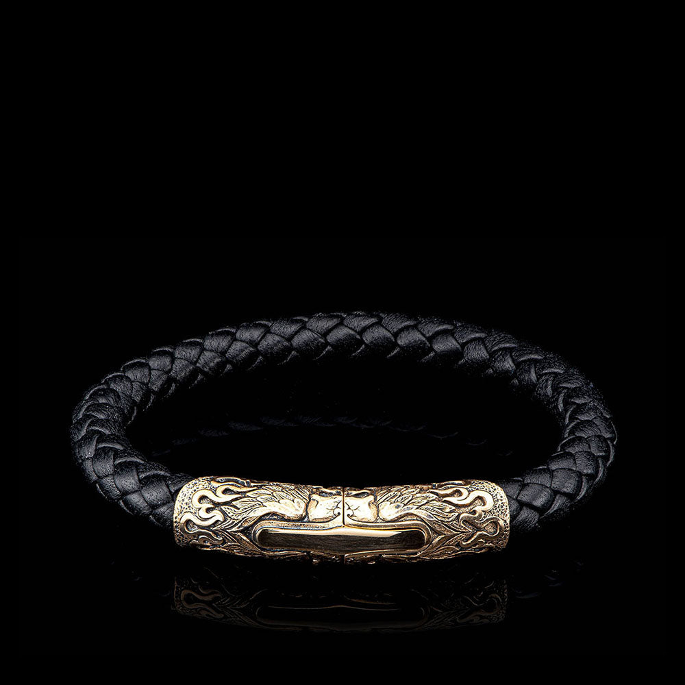 William Henry Ramble On Black Leather and Bronze Bracelet