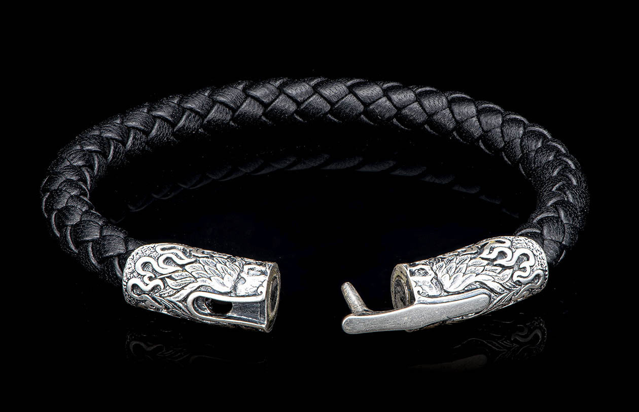 William Henry Ramble On Silver Braided Leather Bracelet