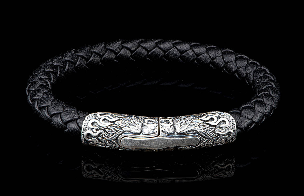 William Henry Ramble On Silver Braided Leather Bracelet