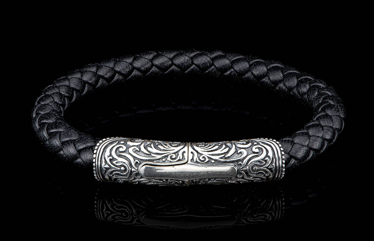 William Henry Milan Silver and Black Bracelet