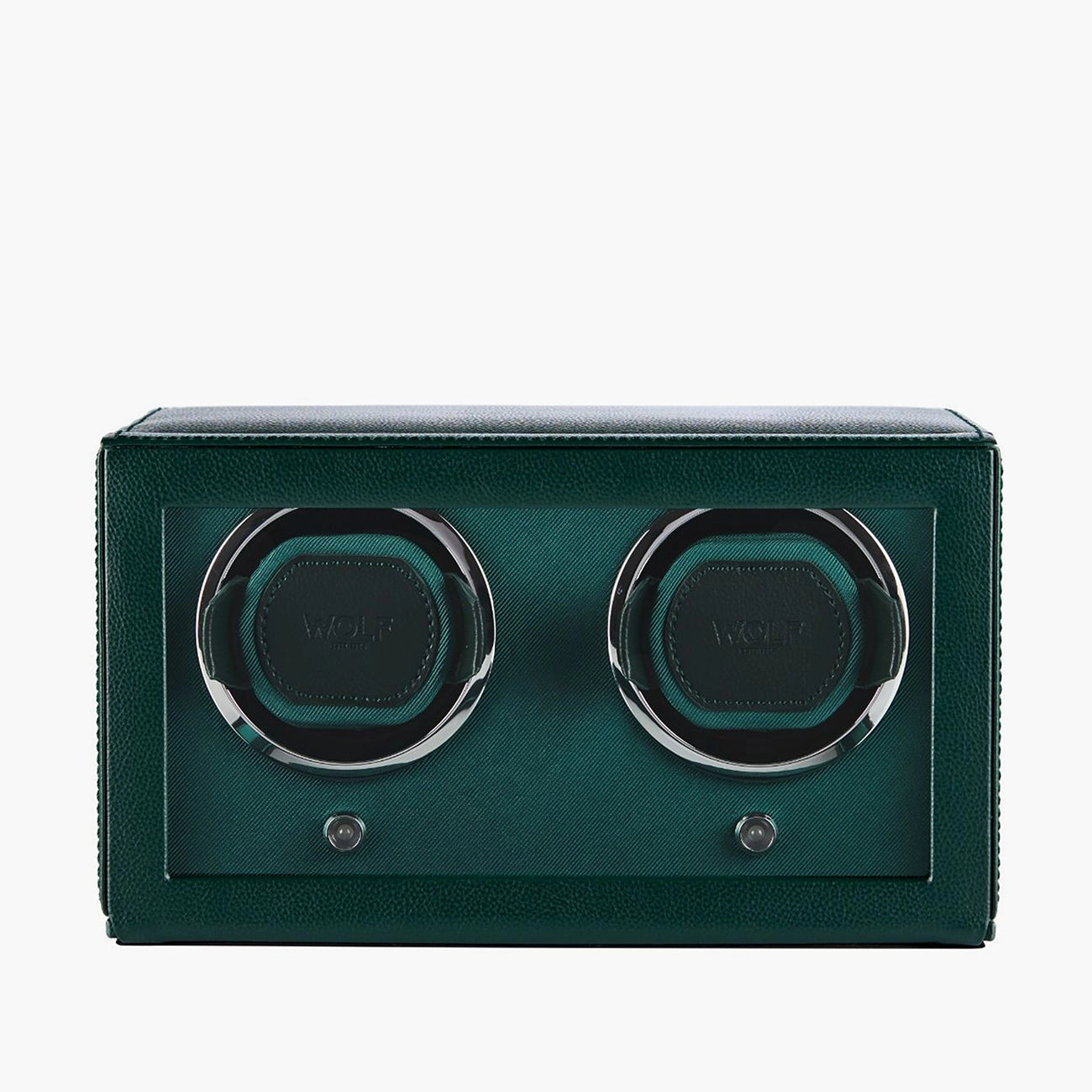 Wolf Cub double watch winder with green cover, front view