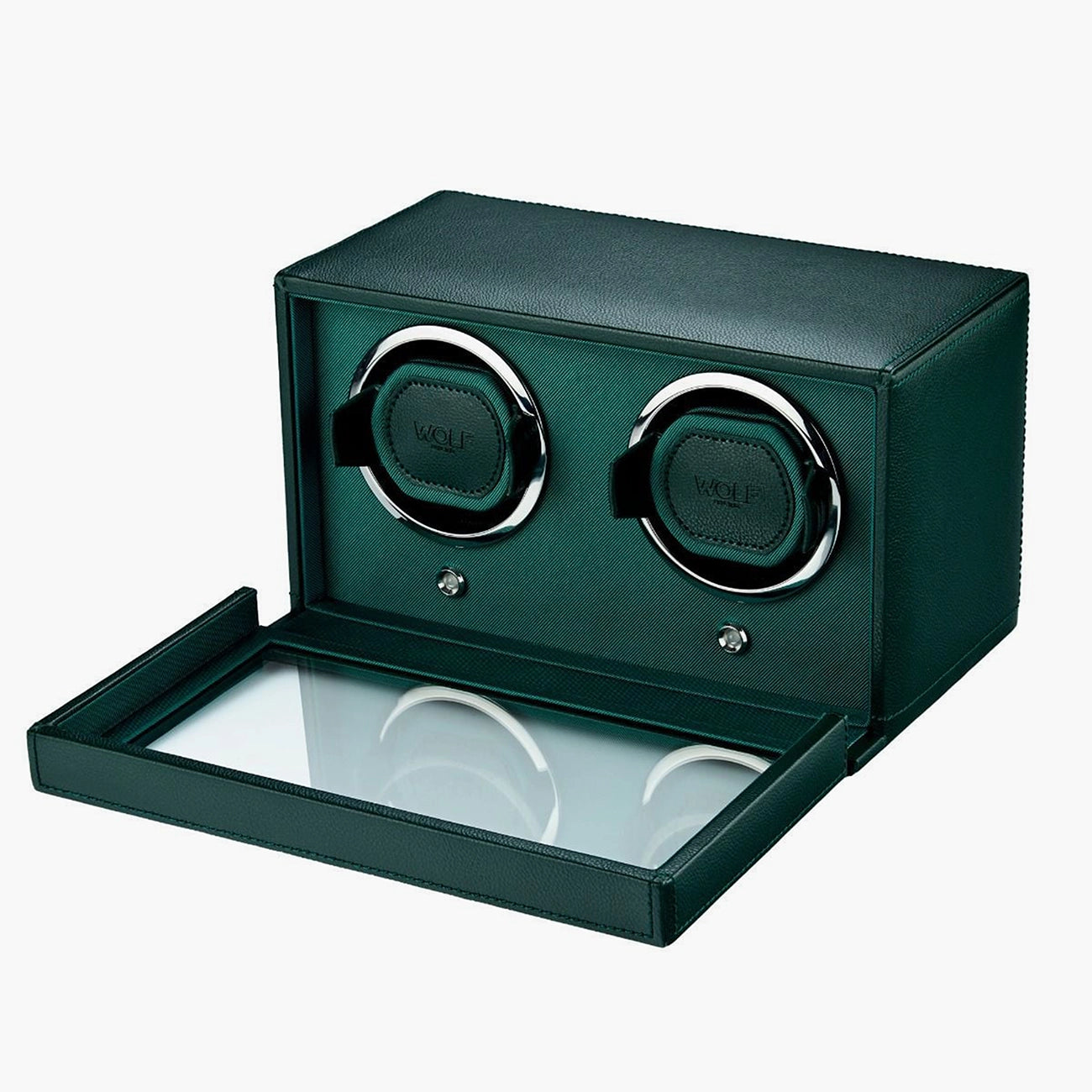 Wolf Cub double watch winder detail with green finish