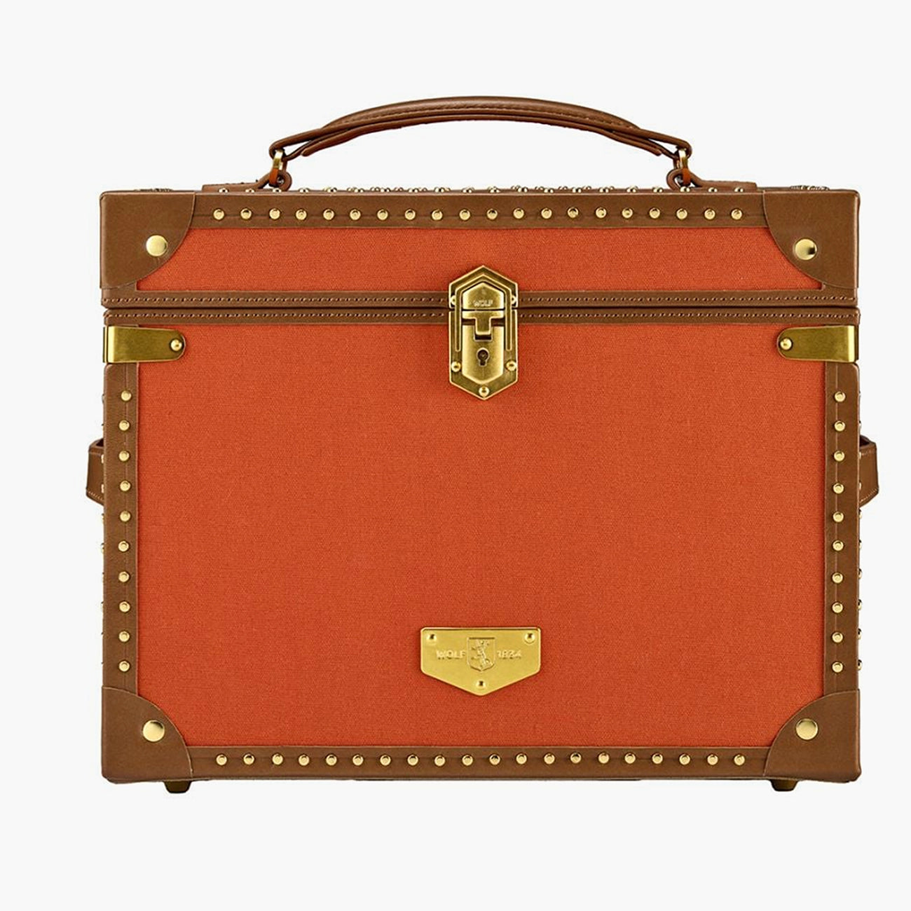 Wolf Ida trunk jewelry box in orange, front view