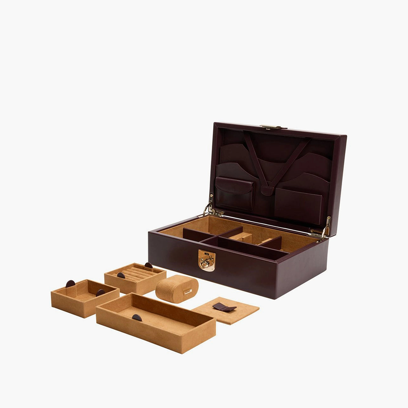 Wolf Philipp watch and jewelry box open showing compartments