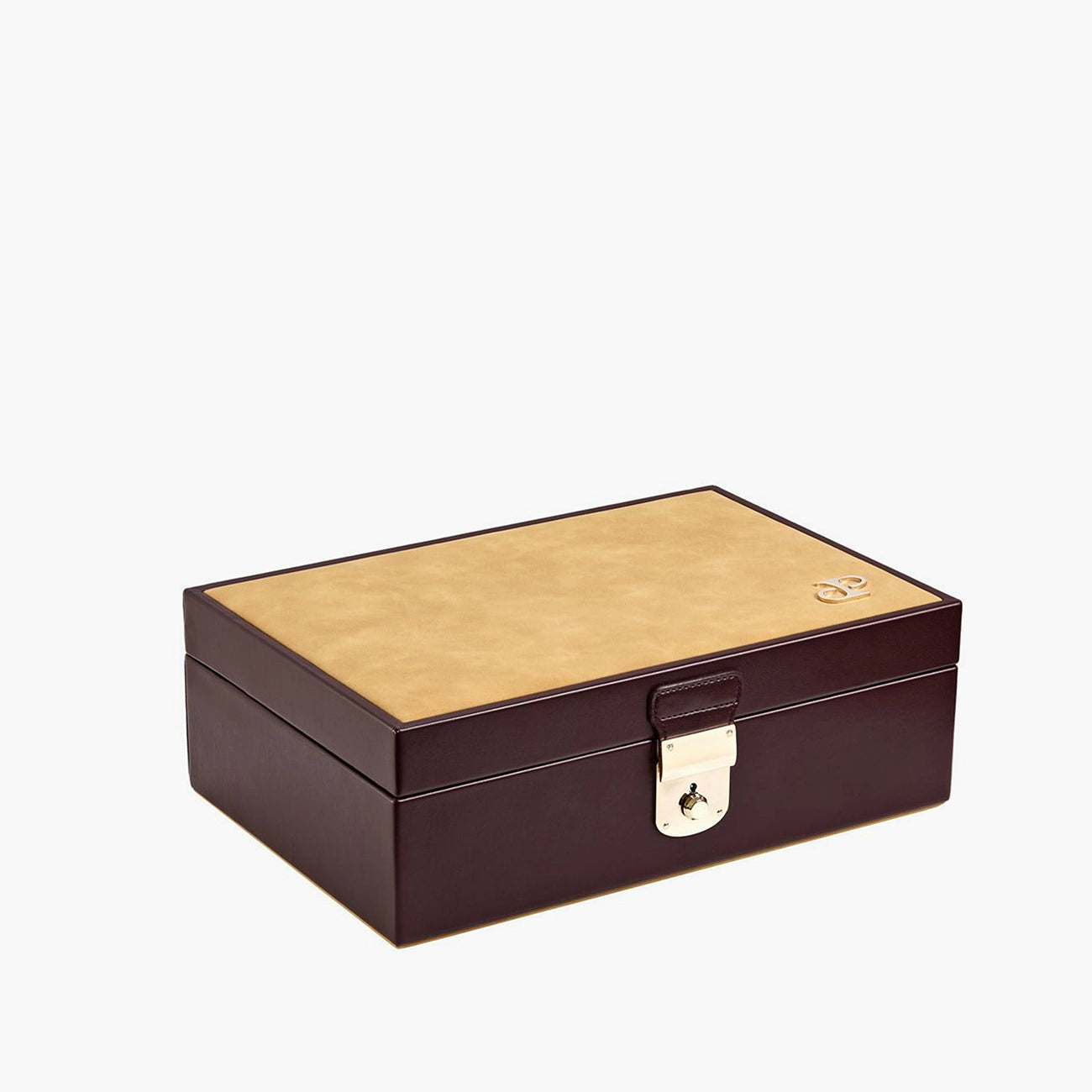 Wolf Philipp watch and jewelry box chestnut finish, side angle