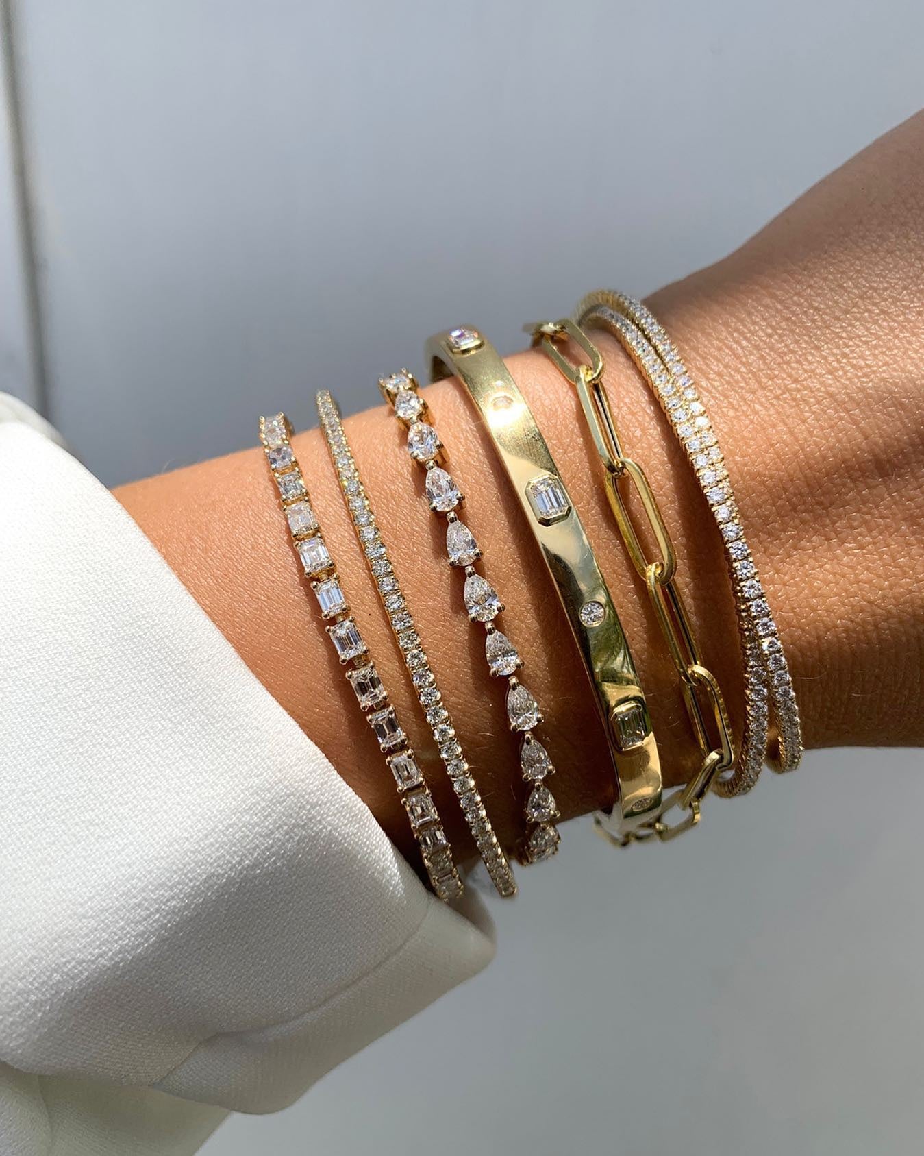 Diamond Double Row Flexible Bangle