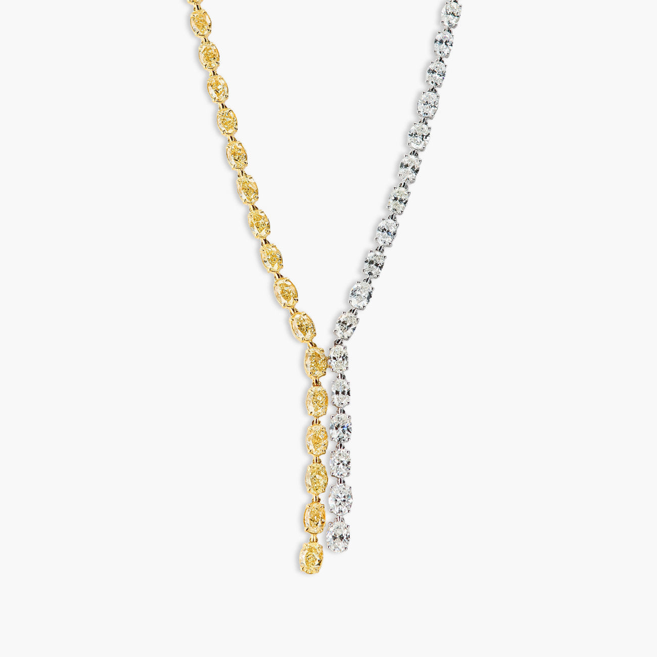 18 Carat Yellow and White Diamond Y Necklace