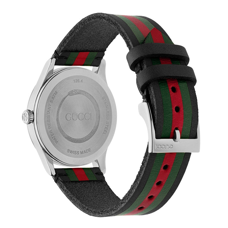 Gucci G-Timeless Black Green & Red Striped Nylon Watch
