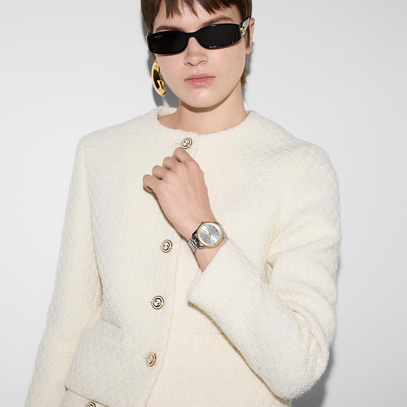 Gucci G-Timeless Grey Dial Two-Tone Watch - 38mm